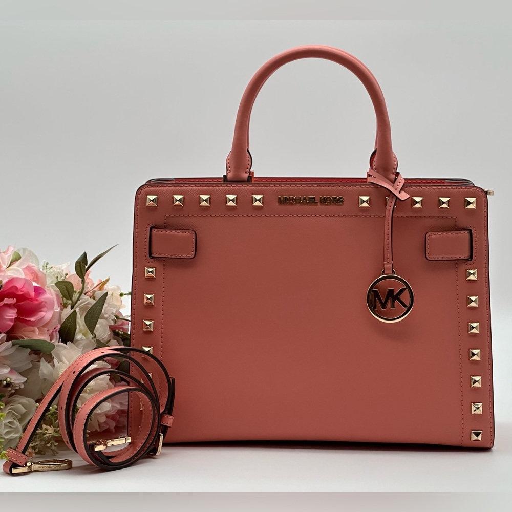 Michael Kors Medium Studded Saffiano Leather Satchel - Picture 5 of 15